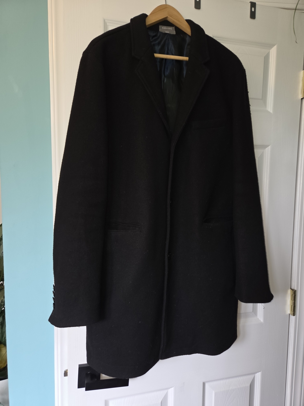 Michael Kors Men's Black Wool Blend Single-Breasted Pea Coat